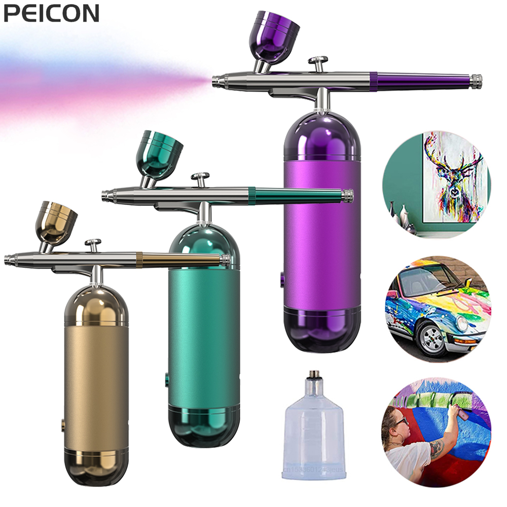 Heat Gun Paint Strip - Airbrush พร้อมคอมเพรสเซอร์ Airbrush Spray Gun สําหรับจิตรกรรมการสร้างแบบจําลองหัตถกรรมเล็บไร้สายแบบพกพา