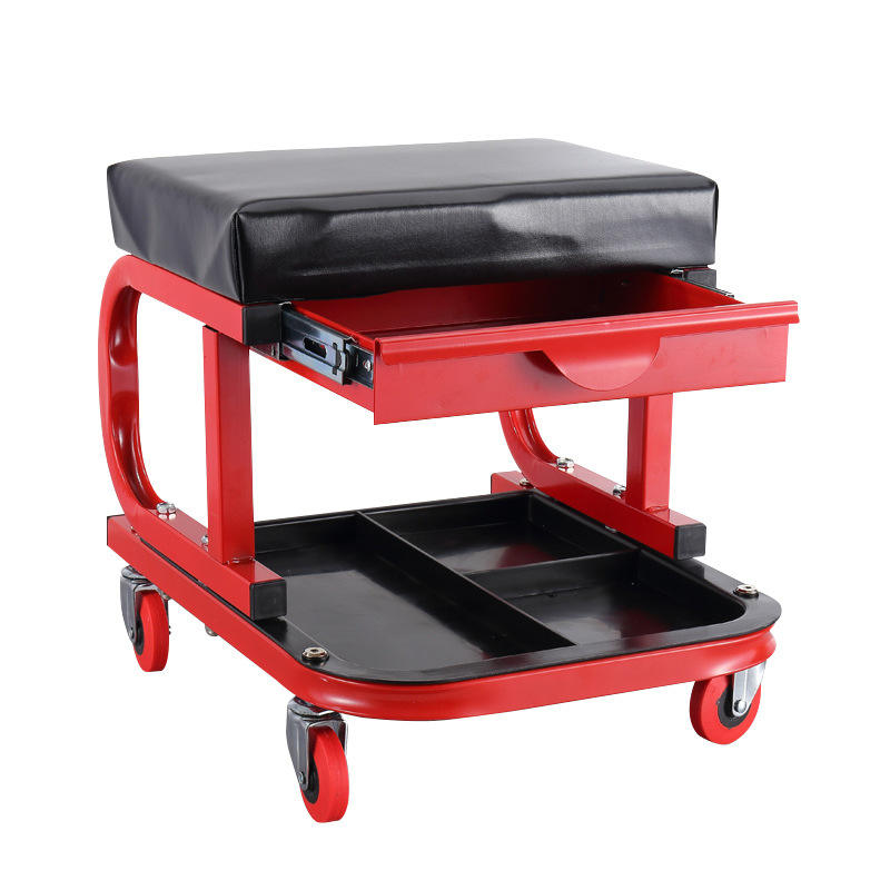 Garage Creeper Roller - กล่องเครื่องมือแบบมีล้อเลื่อนสำหรับงานหนัก พร้อมที่นั่งแบบมีล้อในตัว สำหรับโรงรถ/อู่ซ่อม พร้อมล้อเลื่อน 4 ล้อ