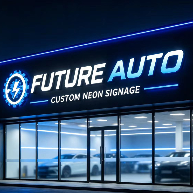 Auto Repair Shop Logo - ป้ายไฟ LED 3 มิติ แบบกำหนดเอง สำหรับภายนอกอาคาร