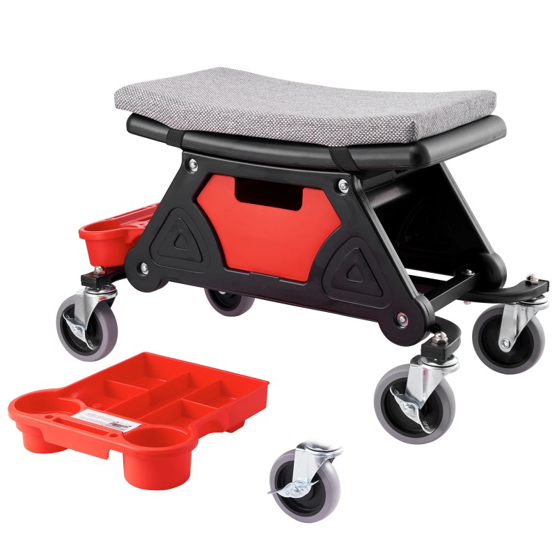 Garage Creeper Roller - เก้าอี้ช่างแบบมีล้อ รับน้ำหนักได้ 300 ปอนด์ พร้อมถาดใส่เครื่องมือ ลิ้นชักเก็บของ