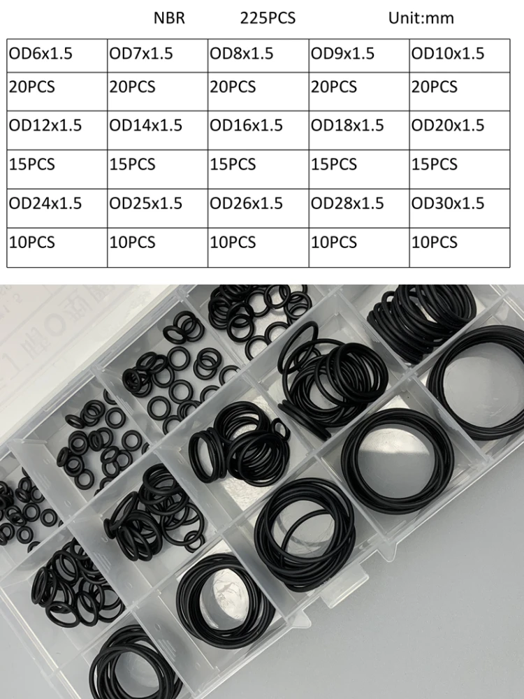 ชุดโอริง NBR 225 ชิ้น ขนาด OD  - Auto Repair Cs บทวิจารณ์และราคา